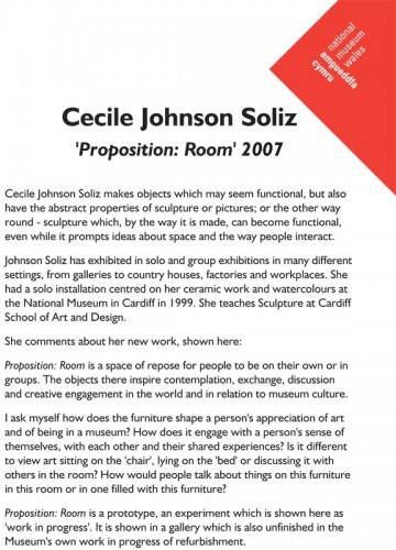 ‘Proposition-Room' information at National Museum and Galleries of Wales, dimensions variable, plywood, Cardiff, 2006-2007