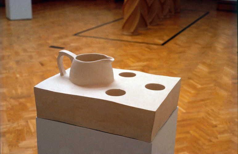 ‘Lemonade Set’, 1993, clay, wood, paint, 107 x 43 x 27.5cm, Collection National Museum, Cardiff
