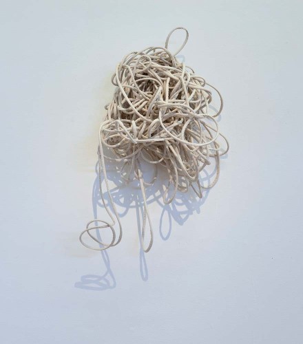‘Sewn Drawing’ 2018-19 canvas, thread, dowel dimensions variable Photo: Dewi Tennat Lloyd