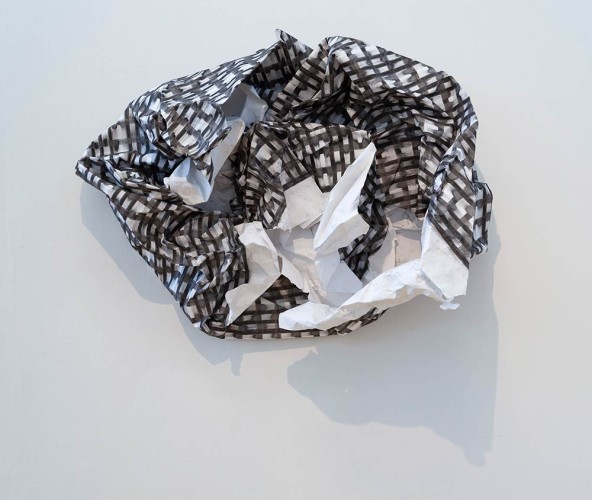 ‘Drawing (folded)’, Charcoal on Fabriano paper, 2019, 90cm x 120cm x 35cm, Photo: Dewi Tennat Lloyd